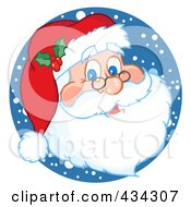 Poster, Art Print Of Santa Face With A Snow Circle