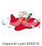 Royalty Free RF Clipart Illustration Of Santa Flying A Plane 2