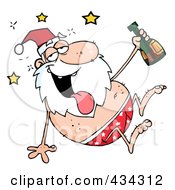 Royalty Free RF Clipart Illustration Of A Drunk Santa 2 by Hit Toon