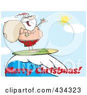 Royalty Free RF Clipart Illustration Of Santa Surfing 7