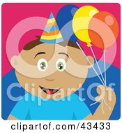 Clipart Illustration Of A Latin American Birthday Boy Holding Balloons