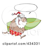 Royalty Free RF Clipart Illustration Of A Black Santa Running With A Surfboard 1