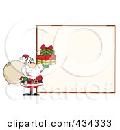Poster, Art Print Of Santa With A Blank Sign - 1