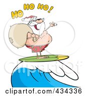 Royalty Free RF Clipart Illustration Of Santa Surfing 5