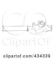 Royalty Free RF Clipart Illustration Of A Santa Flying A Plane Banner 1 by Hit Toon
