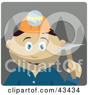 Clipart Illustration Of A Mexican Miner Man Wearing A Headlamp And Holding A Pickaxe