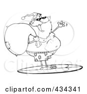 Royalty Free RF Clipart Illustration Of Santa Surfing 1