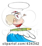 Royalty Free RF Clipart Illustration Of Santa Surfing 6