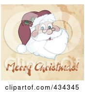 Poster, Art Print Of Faded Santa Face With Merry Christmas Text Over Grunge