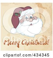 Royalty Free RF Clipart Illustration Of A Faded Santa Face With Merry Christmas Text Over Grunge