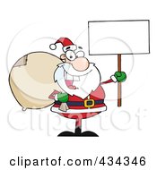 Poster, Art Print Of Santa Holding A Blank Sign - 2