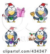 Royalty Free RF Clipart Illustration Of A Digital Collage Of Christmas Penguins