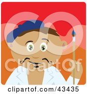 Clipart Illustration Of A Latin American Artist Boy Painting A Portrait by Dennis Holmes Designs