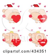 Royalty Free RF Clipart Illustration Of A Digital Collage Of Cupids Holding Hearts