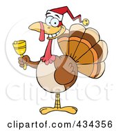 Poster, Art Print Of Christmas Turkey Ringing A Bell - 2