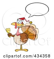 Royalty Free RF Clipart Illustration Of A Christmas Turkey Ringing A Bell 3