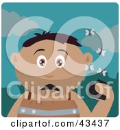 Clipart Illustration Of A Hispanic Boy Holding A Wallet And Being Surrounded By A Swarm Of Moths by Dennis Holmes Designs