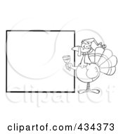 Poster, Art Print Of Christmas Turkey With A Blank Sign - 2