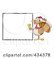 Poster, Art Print Of Christmas Turkey With A Blank Sign - 1