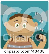 Clipart Illustration Of A Latin American Boy Holding A Wallet And Being Surrounded By A Swarm Of Moths by Dennis Holmes Designs
