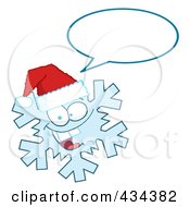 Poster, Art Print Of Snowflake Character Wearing A Santa Hat - 2