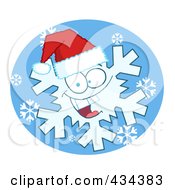 Poster, Art Print Of Snowflake Character Wearing A Santa Hat - 3