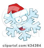 Poster, Art Print Of Snowflake Character Wearing A Santa Hat - 1