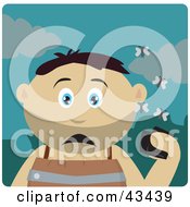Clipart Illustration Of A Mexican Boy Holding A Wallet And Being Surrounded By A Swarm Of Moths