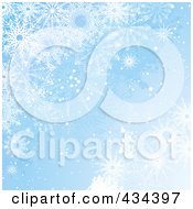 Poster, Art Print Of Blue Snowflake Background With Multiple Sized Flakes
