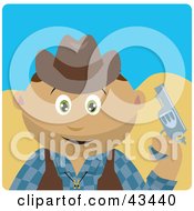 Poster, Art Print Of Latin American Cowboy Kid Holding A Pistil