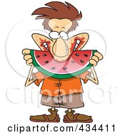 Royalty Free RF Clipart Illustration Of A Messy Man Eating Watermelon