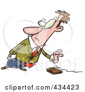 Businessman Reaching For A Wallet On A String