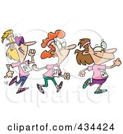 Royalty Free RF Clipart Illustration Of Three Lady Walkers