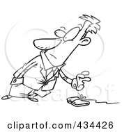 Line Art Design Of A Businessman Reaching For A Wallet On A String