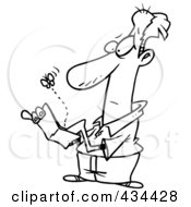 Royalty Free RF Clipart Illustration Of A Line Art Design Of A Fly Emerging From A Broke Mans Wallet