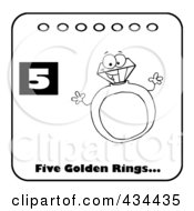 Poster, Art Print Of Black And White Diamond Ring On A Christmas Calendar With Text And Number Five