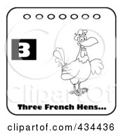 Poster, Art Print Of Black And White French Hen With Text And Number Three