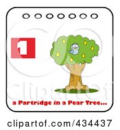 Poster, Art Print Of Blue Partridge In A Pear Tree With Text And Number One