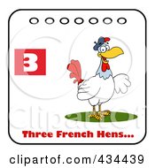 French Hen With Text And Number Three