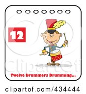 Poster, Art Print Of Drummer Drumming On A Christmas Calendar With Text And Number Twelve