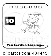 Poster, Art Print Of Black And White Lord Leaping On A Christmas Calendar With Text And Number Ten