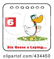 Poster, Art Print Of Laying Goose On A Christmas Calendar With Text And Number Six