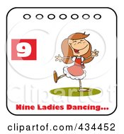 Poster, Art Print Of Lady Dancing On A Christmas Calendar With Text And Number Nine