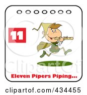 Poster, Art Print Of Piper Piping On A Christmas Calendar With Text And Number Eleven