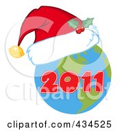 Poster, Art Print Of 2011 New Year Earth Wearing A Santa Hat