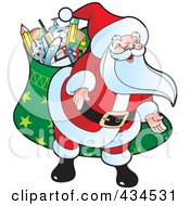 Royalty Free RF Clipart Illustration Of Santa With A Large Sack Of Toys by Lal Perera