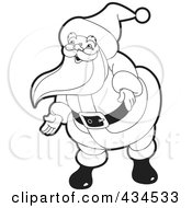 Poster, Art Print Of Outlined Santa Bending And Gesturing