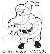 Royalty Free RF Clipart Illustration Of An Outlined Santa Bending And Gesturing