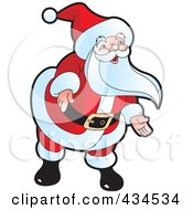 Royalty Free RF Clipart Illustration Of Santa Bending And Gesturing by Lal Perera