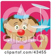 Poster, Art Print Of Latin American Girl Clown Doing A Balancing Act